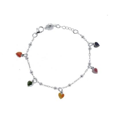 BRACCIALE BIMBO ARG BIANCO CON CUORI SMALTATI