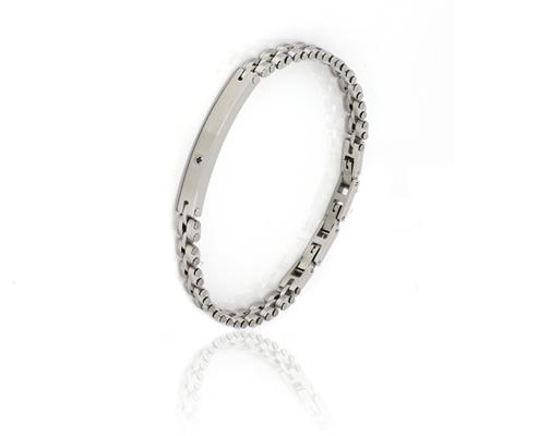 BRACCIALE ACCIAIO CON PIASTRA E ZIRCONE
