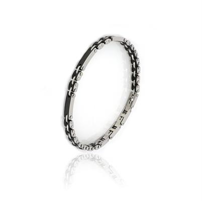 BRACCIALE ACCIAIO CON PIASTRINE NERE