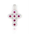 CIONDOLO CROCE cm2 PIETRE ROSSE ZIRCONATO ARG 925