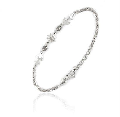 BRACCIALE UOMO CM21 CON TIMONE E ANCORE ARGENTO 925 NEW