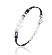 BRACCIALE UOMO CM21 ANCORA E BANDIERE CORDA E ARG 925 NEW
