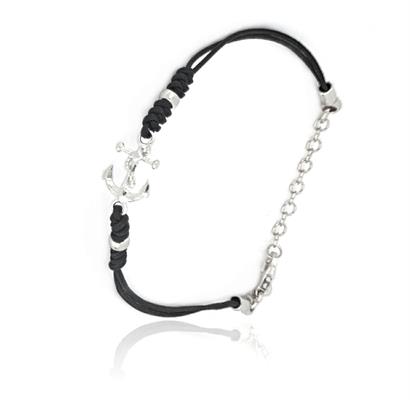BRACCIALE UOMO CM21 CON ANCORA CORDINO E ARGENTO 925 NEW