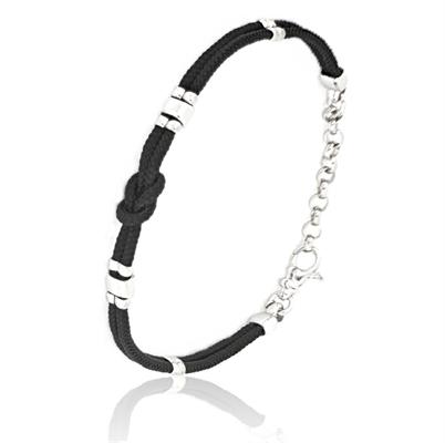 BRACCIALE UOMO CM21 CON NODO IN CORDA E ARGENTO 925 NEW