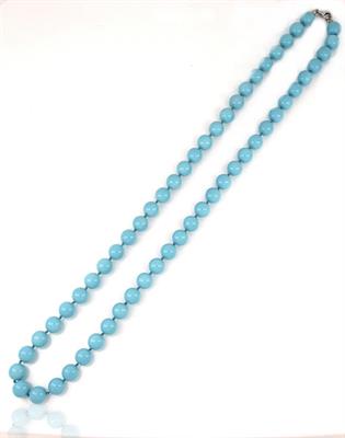 COLLANA PERLE KULTRA TURCHESE 10MM 60CM CON CHIUSURA IN AG