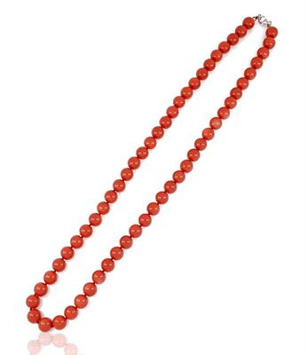 COLLANA PERLE KULTRA ROSSO 10MM 60CM CON CHIUSURA IN AG