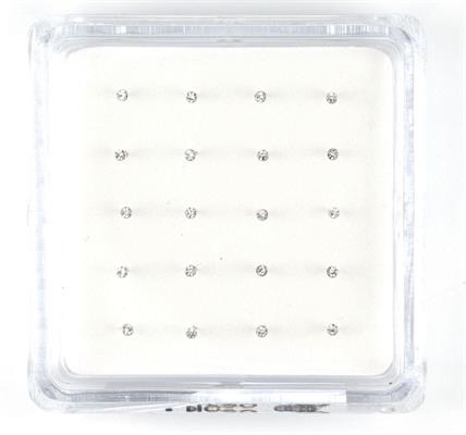 ORECCHINI NASO 20 PZ ZIRCONI TONDI DA 1.5mm INCOLLATI ARG925