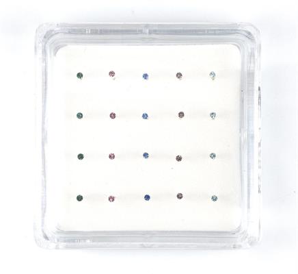 ORECCHINI NASO 20PZ ZIRCONI COLOR TONDI DA 1.2mm 3GRIFFE ARG