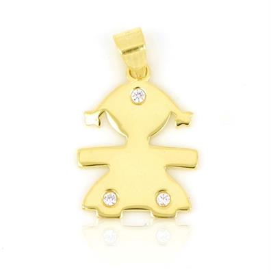 CIONDOLO BIMBA H1.5 DORATO LISCIO ARGENTO 925%