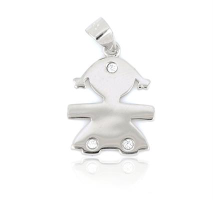 CIONDOLO BIMBA H1.5 RODIATO LISCIO ARGENTO 925%