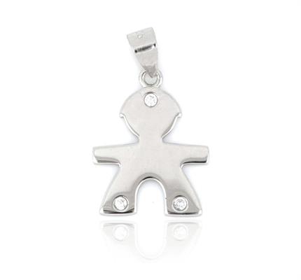 CIONDOLO BIMBO H1.5 RODIATO LISCIO ARGENTO 925%