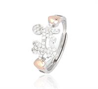 ANELLO BIMBO BIMBA ZIRCONATI OPEN CON CUORI ROSA ARGENTO 925