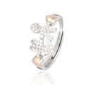 ANELLO BIMBO BIMBA ZIRCONATI OPEN CON CUORI ROSA ARGENTO 925