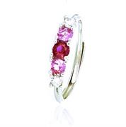 ANELLO RIVIERA OPEN PIETRE ROSSE E BIANCHE ARGENTO 925