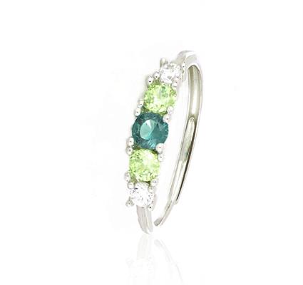 ANELLO RIVIERA OPEN PIETRE VERDI E BIANCHE ARGENTO 925