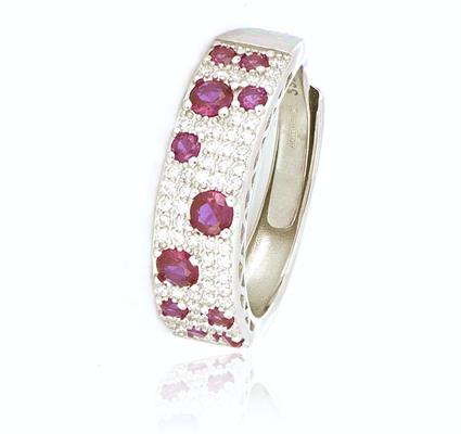 ANELLO FASCIA ZIRCONATA BICOLOR RED ARGENTO 925