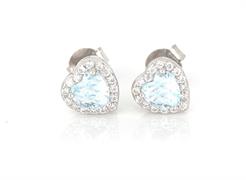 ORECCHINI KATE CUORE 5.5X5mm ACQUAMARINA ARGENTO 925