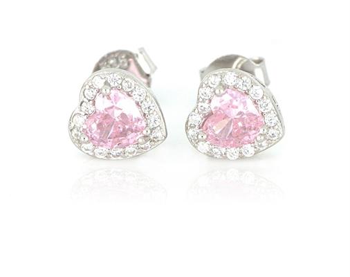 ORECCHINI KATE CUORE 5.5X5mm ROSA ARGENTO 925%