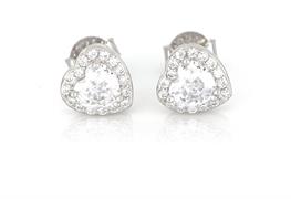 ORECCHINI KATE CUORE 5.5X5mm BIANCHI ARGENTO 925