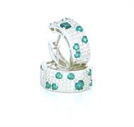 ORECCHINI CERCHIO D15mm FASCIA ZIRCONATA VERDE ARGENTO 925