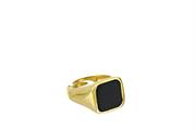 ANELLO UOMO MIGNOLO OPEN QUADRATO ONICE DORATO ARGENTO 925