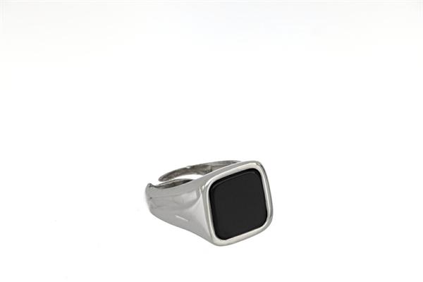 ANELLO UOMO MIGNOLO OPEN QUADRATO ONICE RODIATO ARGENTO 925