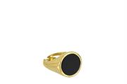 ANELLO UOMO MIGNOLO OPEN TONDO ONICE DORATO ARGENTO 925