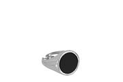 ANELLO UOMO MIGNOLO OPEN TONDO ONICE RODIATO ARGENTO 925