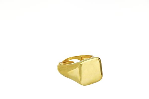 ANELLO UOMO MIGNOLO OPEN QUADRATO LISCIO DORATO ARGENTO 925