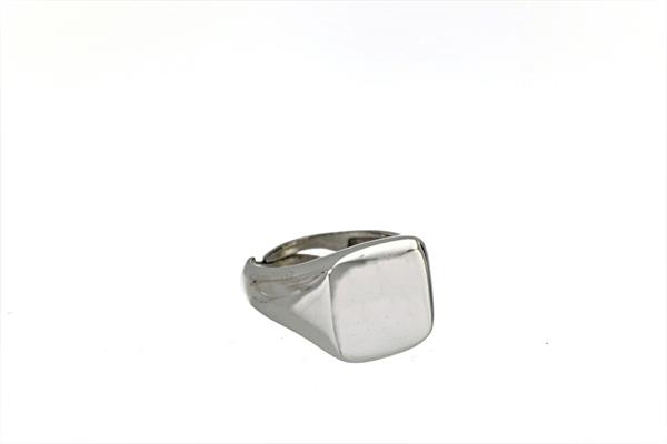 ANELLO UOMO MIGNOLO OPEN QUADRATO LISCIO RODIATO ARGENTO 925