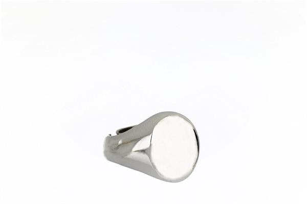 ANELLO UOMO MIGNOLO OPEN OVALE LISCIO RODIATO ARGENTO 925