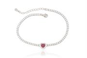 BRACCIALE TENNIS CUORE ROSSO cm18+3 ARGENTO 925
