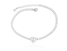 BRACCIALE TENNIS CUORE BIANCO cm18+3 ARGENTO 925