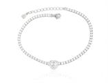 BRACCIALE TENNIS CUORE BIANCO cm18+3 ARGENTO 925