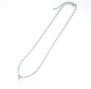 COLLANA TENNIS CUORE ROSA cm40+5 ARGENTO 925