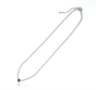 COLLANA TENNIS CUORE VERDE cm40+5 ARGENTO 925