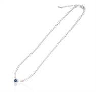 COLLANA TENNIS CUORE BLU cm40+5 ARGENTO 925