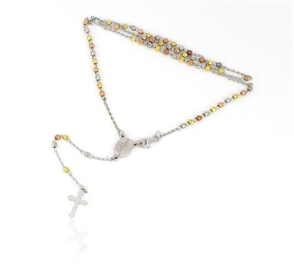 COLLANA ROSARIO TRICOLOR 3MM CM50 RODIATA ARG.925