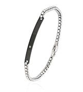 BRACCIALE ACCIAIO CON TARGA NERA E ZIRCONE