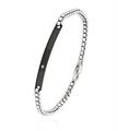 BRACCIALE ACCIAIO CON TARGA NERA E ZIRCONE