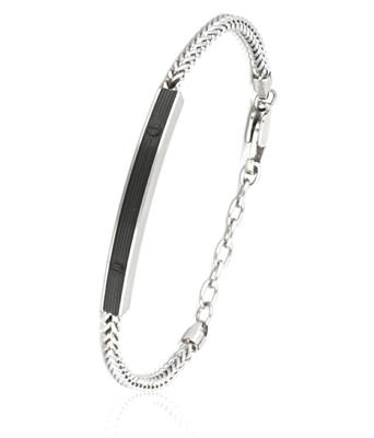BRACCIALE ACCIAIO CON TARGA BICOLOR NERA