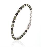 BRACCIALE ACCIAIO CON PIETRE NERE E VERDI