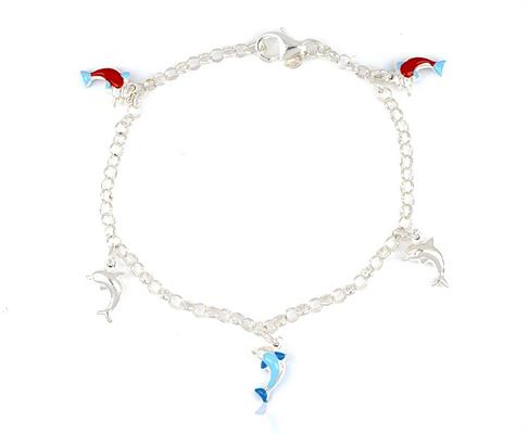 BRACCIALE BIMBO ARG BIANCO CON PENDENTI DELFINI