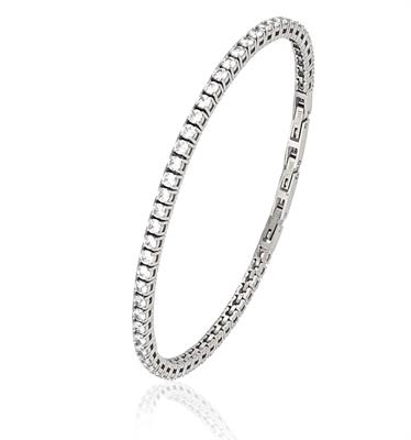 BRACCIALE TENNIS mm 3 ACCIAIO PIETRE BIANCHE