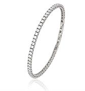 BRACCIALE TENNIS mm 3 ACCIAIO PIETRE BIANCHE