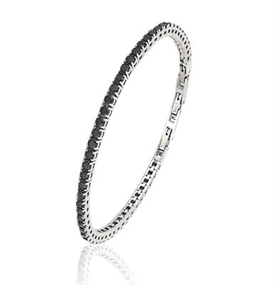 BRACCIALE TENNIS mm 3 ACCIAIO PIETRE NERE
