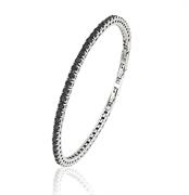 BRACCIALE TENNIS mm 3 ACCIAIO PIETRE NERE