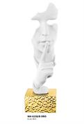 STATUA SILENZIO h30.5 BIANCA CON BASE ORO