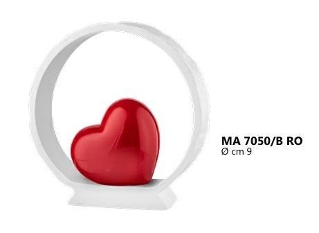 ANELLO PC BIANCO C/CUORE ROSDO DIAM 9