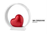 ANELLO PC BIANCO C/CUORE ROSDO DIAM 9